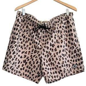 Pac Sun Unisex Swim Shorts, Pockets, Mesh Lining, Leopard Print, Size Large